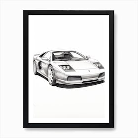 Lamborghini Murcielago Line Drawing 3 Art Print