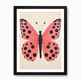Pink Polka Dot Butterfly Art Print