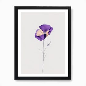 Eustoma Floral Minimal Line Drawing 3 Flower Art Print
