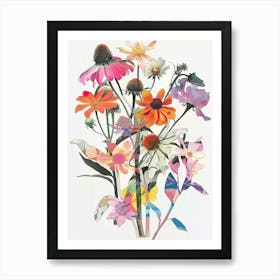 Coneflower 2 Collage Flower Bouquet Art Print