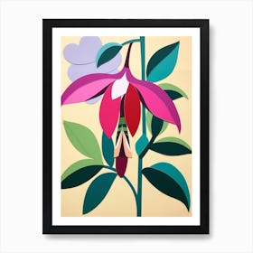 Cut Out Style Flower Art Fuchsia 1 Art Print