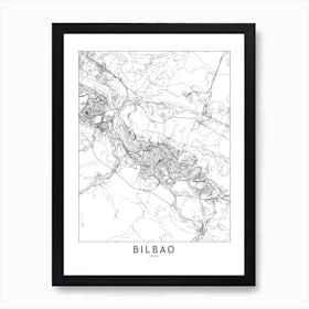 Bilbao White Map Art Print