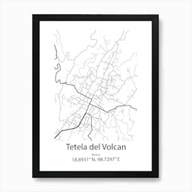 Tetela Del Volcan,Mexico Minimalist Map Art Print