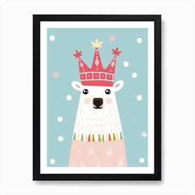 Little Llama 3 Wearing A Crown Art Print