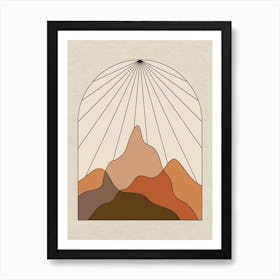 Abstract Sun Beam Mountains Art Print