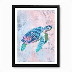 Simple Pastel Sea Turtle Painting Art Print