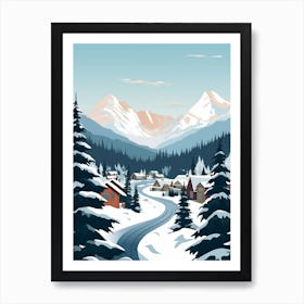 Retro Winter Illustration Banff Canada 3 Art Print