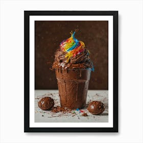 Chocolate Cupcake With Rainbow Sprinkles Art Print