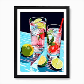 Retro Cocktail Colour Pop 1 Art Print