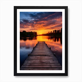 Vibrant Sunset at the Lake Art Print