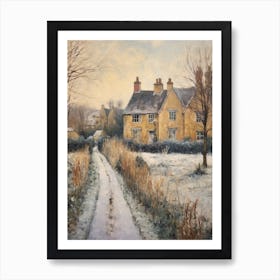 Vintage Winter Painting Cotswolds United Kingdom 3 Art Print