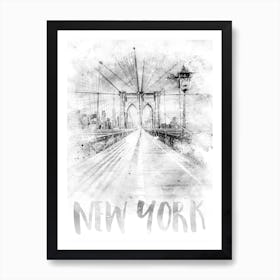 Watercolor Art Nyc Brooklyn Bridge Art Print