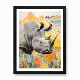 Profile Of Rhino Patchwork 3 Art Print