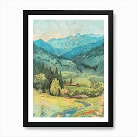 Kiso Valley Japan 1 Retro Illustration Poster