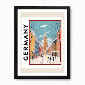 Retro Winter Stamp Poster Munich Germany 2 Art Print