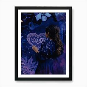 Girl In A Blue Dress Art Print