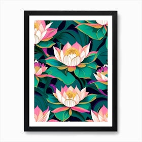 Lotus Flower Repeat Pattern Fauvism Matisse 4 Art Print