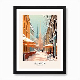Vintage Winter Travel Poster Munich Germany 3 Art Print