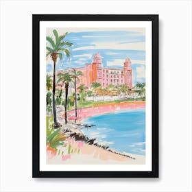 The Breakers   Palm Beach, Florida   Resort Storybook Illustration 3 Art Print