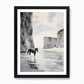 A Horse Oil Painting In Navagio Beach, Greece, Portrait 3 Art Print