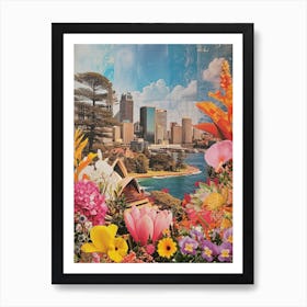 Sydney   Floral Retro Collage Style 3 Art Print