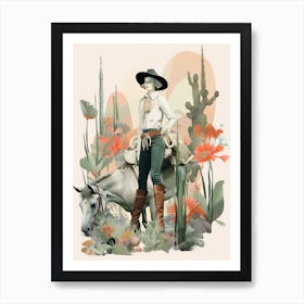 Collage Of Cowgirl Cactus 1 Art Print