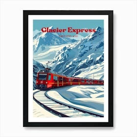 Glacier Express Switzerland Train Travel Art Art Print