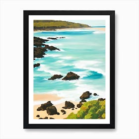 Blacksmiths Beach, Australia Contemporary Illustration 1  Art Print