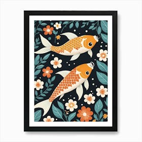 Floral Koi Fish Nursery Illustration (32) Art Print