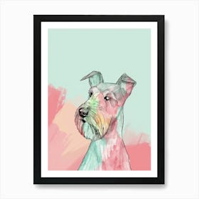 Pastel Kerry Blue Terrier Dog Pastel Line Illustration  1 Art Print