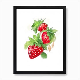 Everbearing Strawberries, Plant, Watercolour Art Print