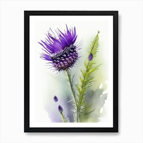 Thistle Wildflower Watercolour 2 Art Print