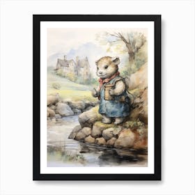 Storybook Animal Watercolour Otter 3 Art Print