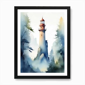 Lighthouse In The Forest Art Print