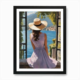 Lady at Lake Como Art Print