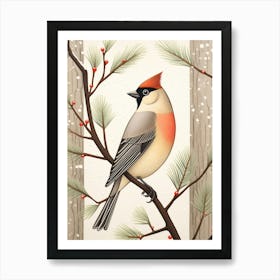 Bird Illustration Cedar Waxwing 1 Art Print