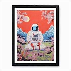 Hippie Astronaut Meditating In Moutn Fuji, Japan 2 Art Print