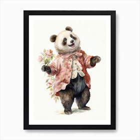 Panda Art Performing Stand Up Comedy Watercolour 3 Art Print