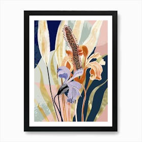 Colourful Flower Illustration Fountain Grass 3 Art Print