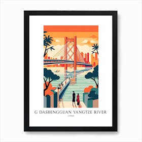 Nanjing Dashengguan Yangtze, China, Colourful Travel Poster Art Print