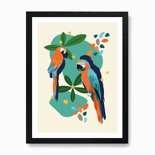 Abstract Macaws Art Print
