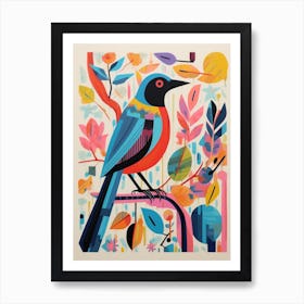 Colourful Scandi Bird Finch 2 Art Print