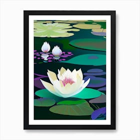 Blooming Lotus Flower In Lake Fauvism Matisse 1 Art Print