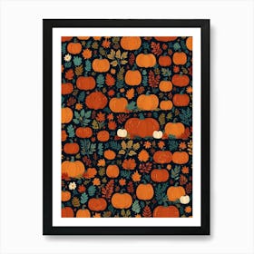 Autumn Leaves And Pumpkins Art Print