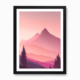 Misty Mountains Vertical Background In Pink Tone 62 Art Print