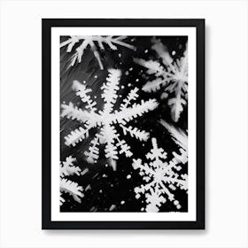 Ice, Snowflakes, Black & White 2 Art Print