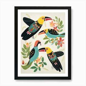 Folk Style Bird Painting Toucan 2 Art Print