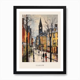 Vintage Winter Painting Poster Glasgow United Kingdom Art Print