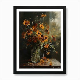 Baroque Floral Still Life Coneflower 2 Art Print