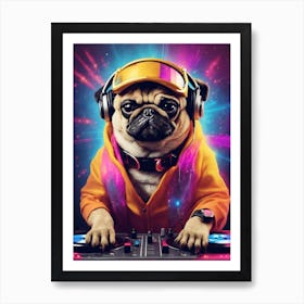 Disco Pug 3 Art Print